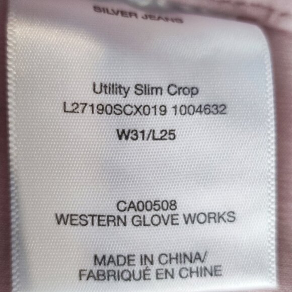 Silver Jeans utility slim crop cargo pants light pink women's size W31/L25 - Picture 6 of 15